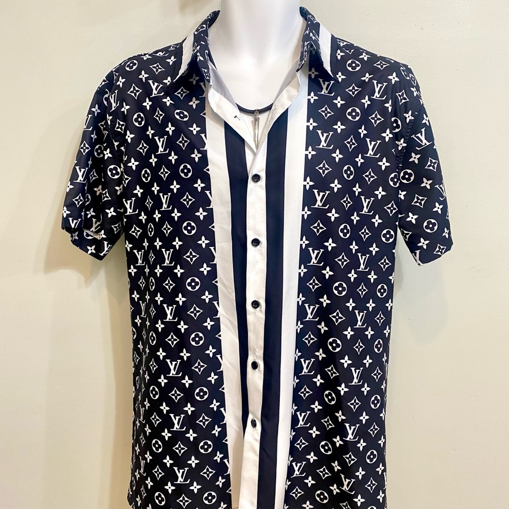 Men's Designer Black and White Shirt